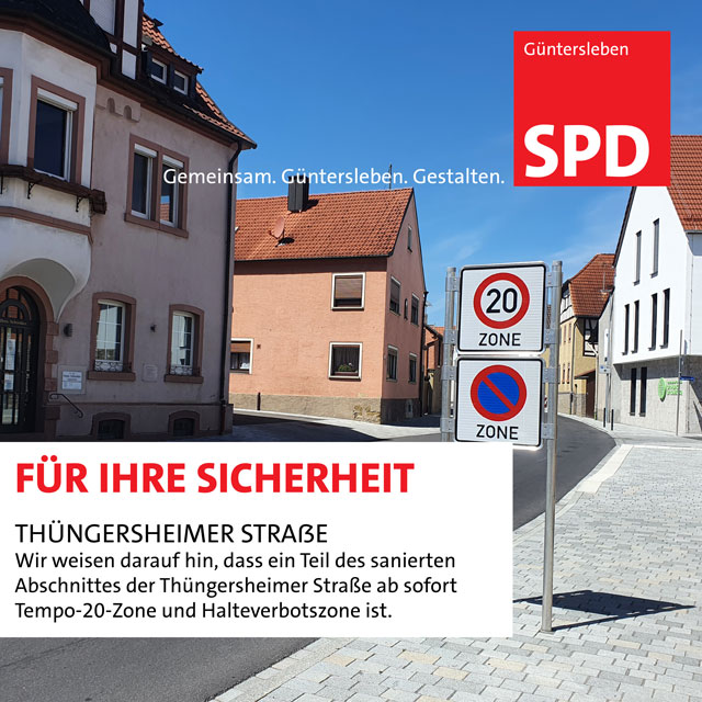 Tempo 20 und Halteverbot in der Thüngersheimer Straße